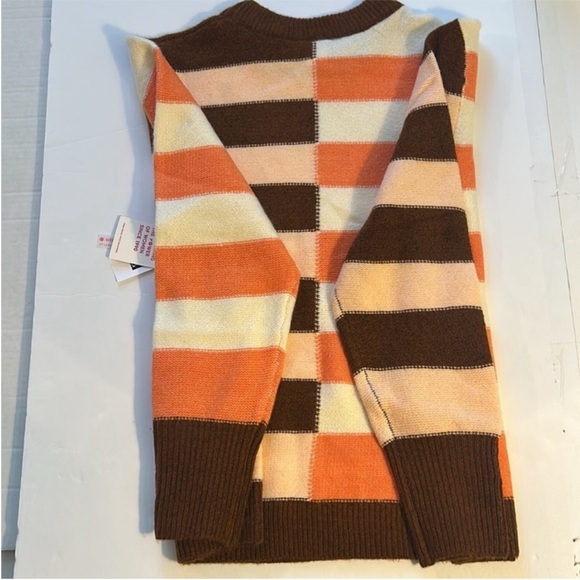 Roxy Medium Sweater Jungle Groove Sweater Vest Striped in Sorrel Horse NWT - Picture 7 of 13